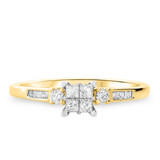 Photo of Wilhelmina 1/4 ct tw. Diamond Princess Cluster Engagement Ring 10K Yellow Gold [BT587YE-C000]