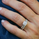 Photo of Bridgette 1/3 CT. T.W. Diamond Cushion Cluster Bridal Set 14K White Gold [BR572W-C000]