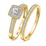 Photo of Bridgette 1/3 CT. T.W. Diamond Cushion Cluster Bridal Set 10K Yellow Gold [BR572Y-C000]