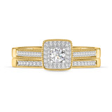 Photo of Bridgette 1/3 CT. T.W. Diamond Cushion Cluster Bridal Set 10K Yellow Gold [BR572Y-C000]