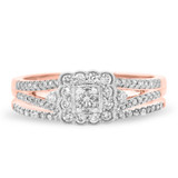 Photo of Jasmine 1/2 CT. T.W. Diamond Cushion Cluster Bridal Set 14K Rose Gold [BR573R-C000]