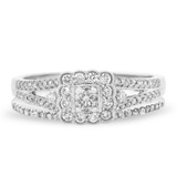Photo of Jasmine 1/2 CT. T.W. Diamond Cushion Cluster Bridal Set 10K White Gold [BR573W-C000]