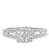 Photo of Jasmine 1/2 CT. T.W. Diamond Cushion Cluster Bridal Set 14K White Gold [BT573WE-C000]