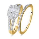 Photo of Jasmine 1/2 CT. T.W. Diamond Cushion Cluster Bridal Set 14K Yellow Gold [BR573Y-C000]