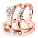 Photo of Amor 3/8 ct tw. Diamond Princess Cluster Trio Set 14K Rose Gold [BT522R-C000]