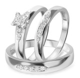Photo of Amor 3/8 ct tw. Diamond Princess Cluster Trio Set 10K White Gold [BT522W-C000]
