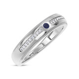 Photo of Kalina 1/5 CT. T.W. Sapphire and Diamond Matching Wedding Band Set 10K White Gold [BT891WM]