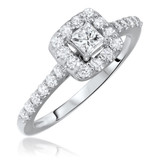 Photo of Blake 1 1/10 Carat T.W. Diamond Princess Solitaire Bridal Set 10K White Gold [BT574WE-P023]
