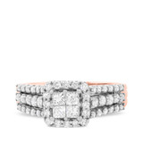 Photo of Reverent 1 ct tw. Diamond Princess Cluster Engagement Ring 10K Rose Gold [BT634RE-C000]