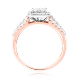 Photo of Reverent 1 ct tw. Diamond Princess Cluster Engagement Ring 10K Rose Gold [BT634RE-C000]
