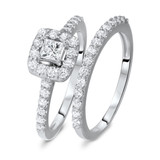 Photo of Blake 1 1/10 Carat T.W. Diamond Princess Solitaire Bridal Set 14K White Gold [BR574W-P023]