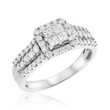 Photo of Reverent 1 ct tw. Diamond Princess Cluster Engagement Ring 10K White Gold [BT634WE-C000]