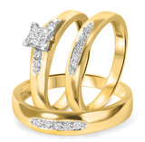 Photo of Amor 3/8 ct tw. Diamond Princess Cluster Trio Set 14K Yellow Gold [BT522Y-C000]