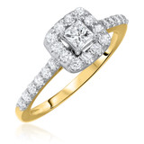 Photo of Blake 1 1/10 Carat T.W. Diamond Princess Solitaire Bridal Set 14K Yellow Gold [BT574YE-P023]