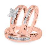 Photo of Willow 3/8 ct tw. Diamond Princess Cluster Trio Set 10K Rose Gold [BT525R-C000]