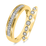 Photo of Britt 1/4 ct tw. Diamond Wedding Band Set 14K Yellow Gold [WB908Y]
