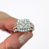 Photo of Louise 2 ct tw. Diamond Cushion Cluster Engagement Ring 10K Yellow Gold [BT635YE-C000]