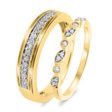 Photo of Jocelyn 2/3 ct tw. Diamond His and Hers Matching Wedding Band Set 10K Yellow Gold [WB909Y]
