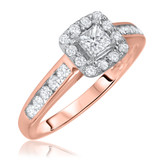 Photo of Malia 7/8 Carat T.W. Diamond Princess Solitaire Bridal Set 10K Rose Gold [BT578RE-P023]