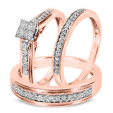 Photo of Princess Oshun 1/2 ct tw. Diamond Princess Cluster Trio Set 14K Rose Gold [BT529R-C000]