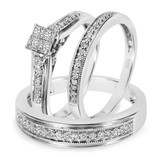 Photo of Princess Oshun 1/2 ct tw. Diamond Princess Cluster Trio Set 10K White Gold [BT529W-C000]