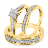 Photo of Princess Oshun 1/2 ct tw. Diamond Princess Cluster Trio Set 14K Yellow Gold [BT529Y-C000]