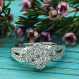 Photo of Melanie 2/3 ct tw. Diamond Fancy Cluster Engagement Ring 14K White Gold [BT639WE-C000]