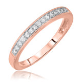 Photo of Enchanted 1/4 CT. T.W. Diamond Cushion Cluster Bridal Set 10K Rose Gold [BT579RL]