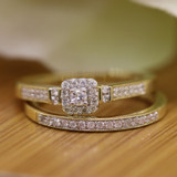 Photo of Enchanted 1/4 CT. T.W. Diamond Cushion Cluster Bridal Set 14K Rose Gold [BR579R-C000]