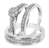 Photo of Oshun 1/2 ct tw. Diamond Round Cluster Trio Set 10K White Gold [BT530W-C000]