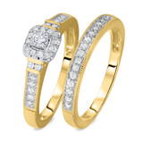 Photo of Enchanted 1/4 CT. T.W. Diamond Cushion Cluster Bridal Set 14K Yellow Gold [BR579Y-C000]
