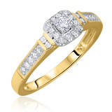 Photo of Enchanted 1/4 CT. T.W. Diamond Cushion Cluster Bridal Set 14K Yellow Gold [BT579YE-C000]