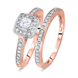 Photo of Allure 1/2 Carat T.W. Diamond Princess Solitaire Bridal Set 14K Rose Gold [BR580R-P018]