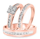 Photo of Arabella 1 1/8 ct tw. Diamond Princess Cluster Trio Set 14K Rose Gold [BT532R-C000]