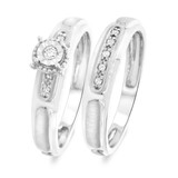 Photo of Courtesan 1/10 CT. T.W. Diamond Round Cluster Bridal Set 10K White Gold [BR583W-C000]