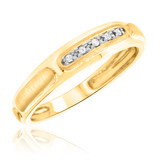Photo of Courtesan 1/10 CT. T.W. Diamond Round Cluster Bridal Set 14K Yellow Gold [BT583YL]