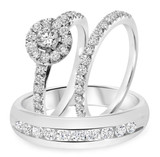 Photo of Luna 1 1/2 ct tw. Diamond Round Cluster Trio Set 14K White Gold [BT535W-C000]