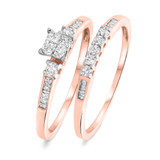 Photo of Wilhelmina 3/8 CT. T.W. Diamond Princess Cluster Bridal Set 10K Rose Gold [BR587R-C000]