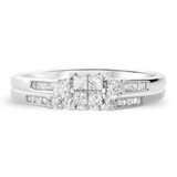 Photo of Wilhelmina 3/8 CT. T.W. Diamond Princess Cluster Bridal Set 14K White Gold [BR587W-C000]