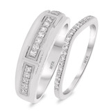 Photo of Emer 3/8 ct tw. Diamond Wedding Band Set 14K White Gold [WB916W]