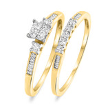 Photo of Wilhelmina 3/8 CT. T.W. Diamond Princess Cluster Bridal Set 10K Yellow Gold [BR587Y-C000]