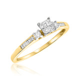 Photo of Wilhelmina 3/8 CT. T.W. Diamond Princess Cluster Bridal Set 10K Yellow Gold [BT587YE-C000]