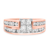 Photo of Elegance 1 1/2 CT. T.W. Diamond Princess Cluster Bridal Set 14K Rose Gold [BR591R-C000]