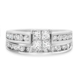 Photo of Elegance 1 1/2 CT. T.W. Diamond Princess Cluster Bridal Set 14K White Gold [BR591W-C000]