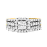Photo of Reverent 1 1/5 CT. T.W. Diamond Princess Cluster Bridal Set 10K Yellow Gold [BR634Y-C000]
