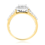 Photo of Reverent 1 1/5 CT. T.W. Diamond Princess Cluster Bridal Set 10K Yellow Gold [BT634YE-C000]