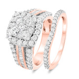 Photo of Louise 2 1/4 CT. T.W. Diamond Cushion Cluster Bridal Set 10K Rose Gold [BR635R-C000]