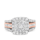 Photo of Louise 2 1/4 Carat T.W. Diamond Cushion Cluster Bridal Set 14K Rose Gold [BT635RE-C000]