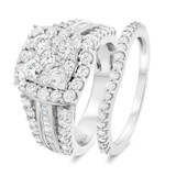 Photo of Louise 2 1/4 CT. T.W. Diamond Cushion Cluster Bridal Set 10K White Gold [BR635W-C000]