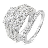 Photo of Louise 2 1/4 Carat T.W. Diamond Cushion Cluster Bridal Set 14K White Gold [BR635W-C000]